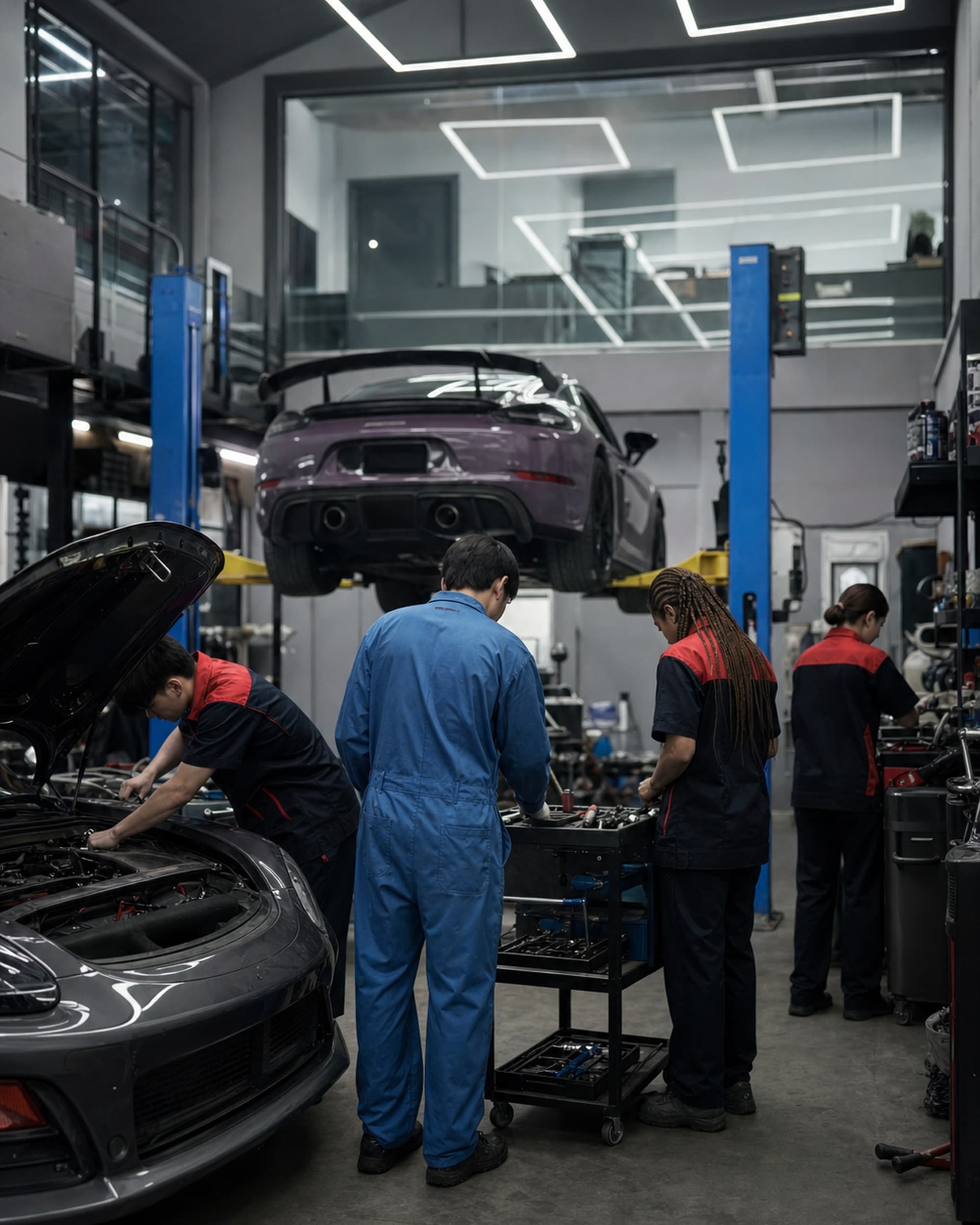 Arion crew on the workshop floor